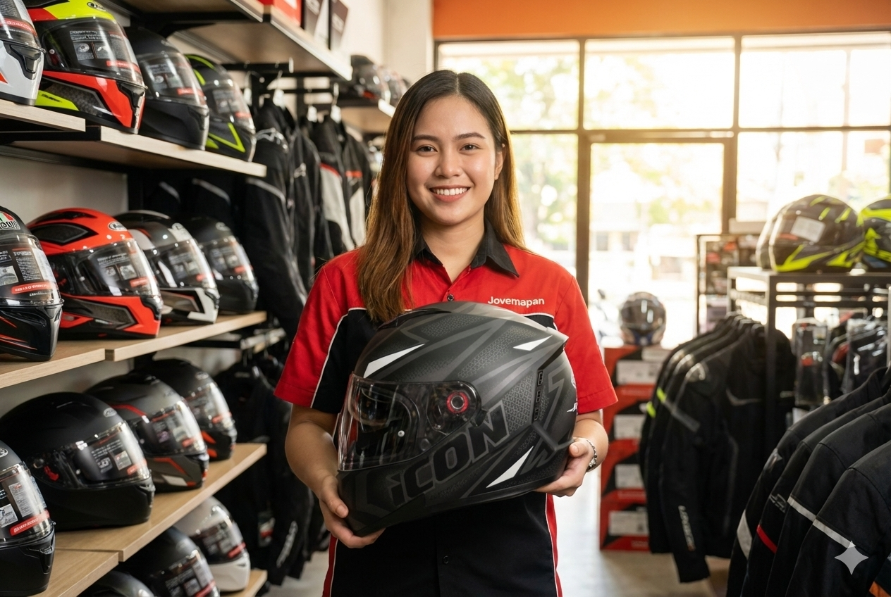 Pamela Pan testando o capacete Peels Icon Fast